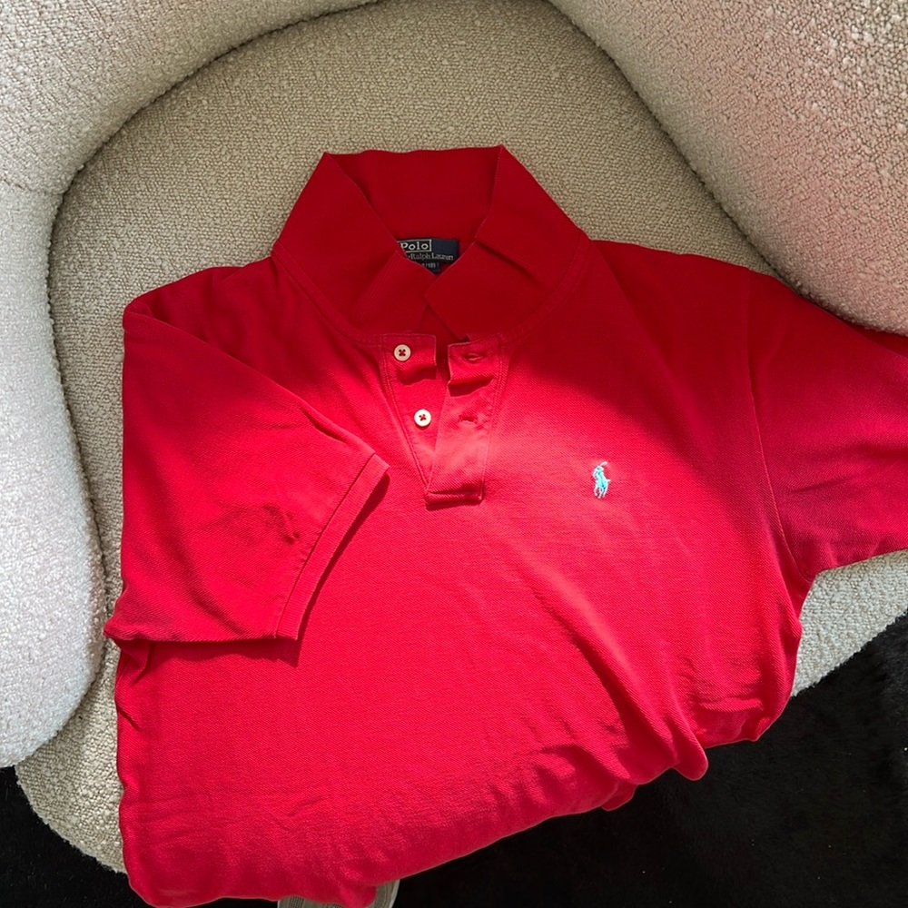 Polo Ralph Lauren- Red Pique Polo Shirt. Men’s small // Boys Large.